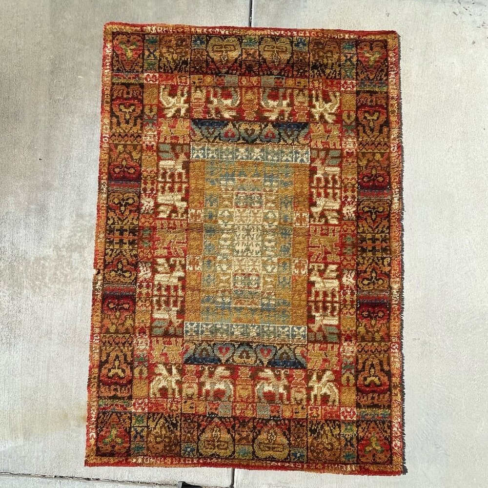 60's COMPACT CARPET Smyrna Overall Bakhtiyari UNUSED MCM Rya Rug SPAIN